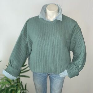 v i n t a g e :: Slouchy Textured Ribbed Knit Grandpa Sweater Cotton
